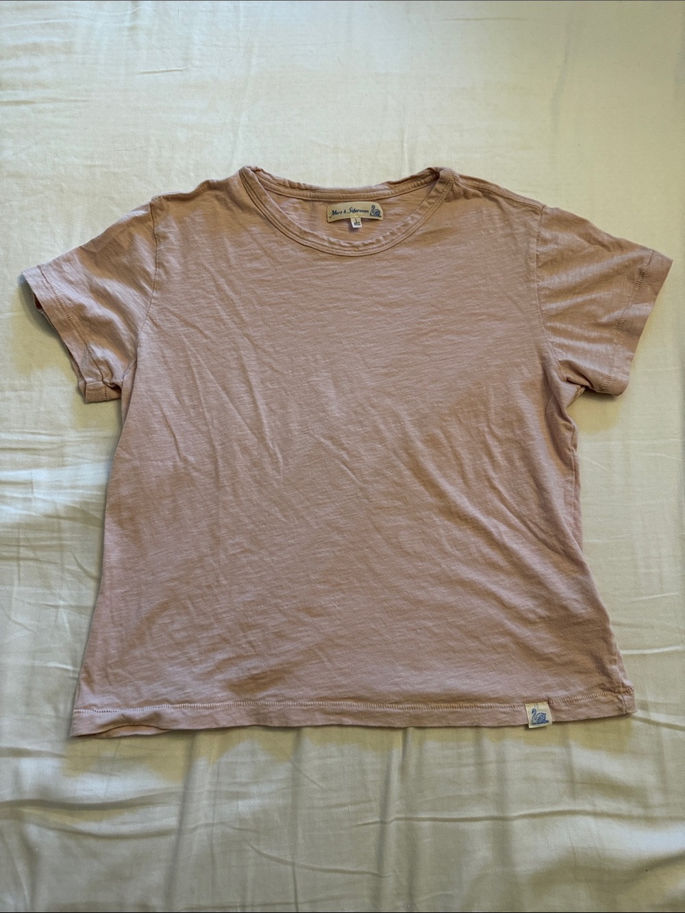 Merz B Schwanen Crewneck Short Sleeve Tee in Dusty Rose